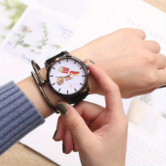 Round Cartoon Dial Digital Quartz Watch Stainless Steel