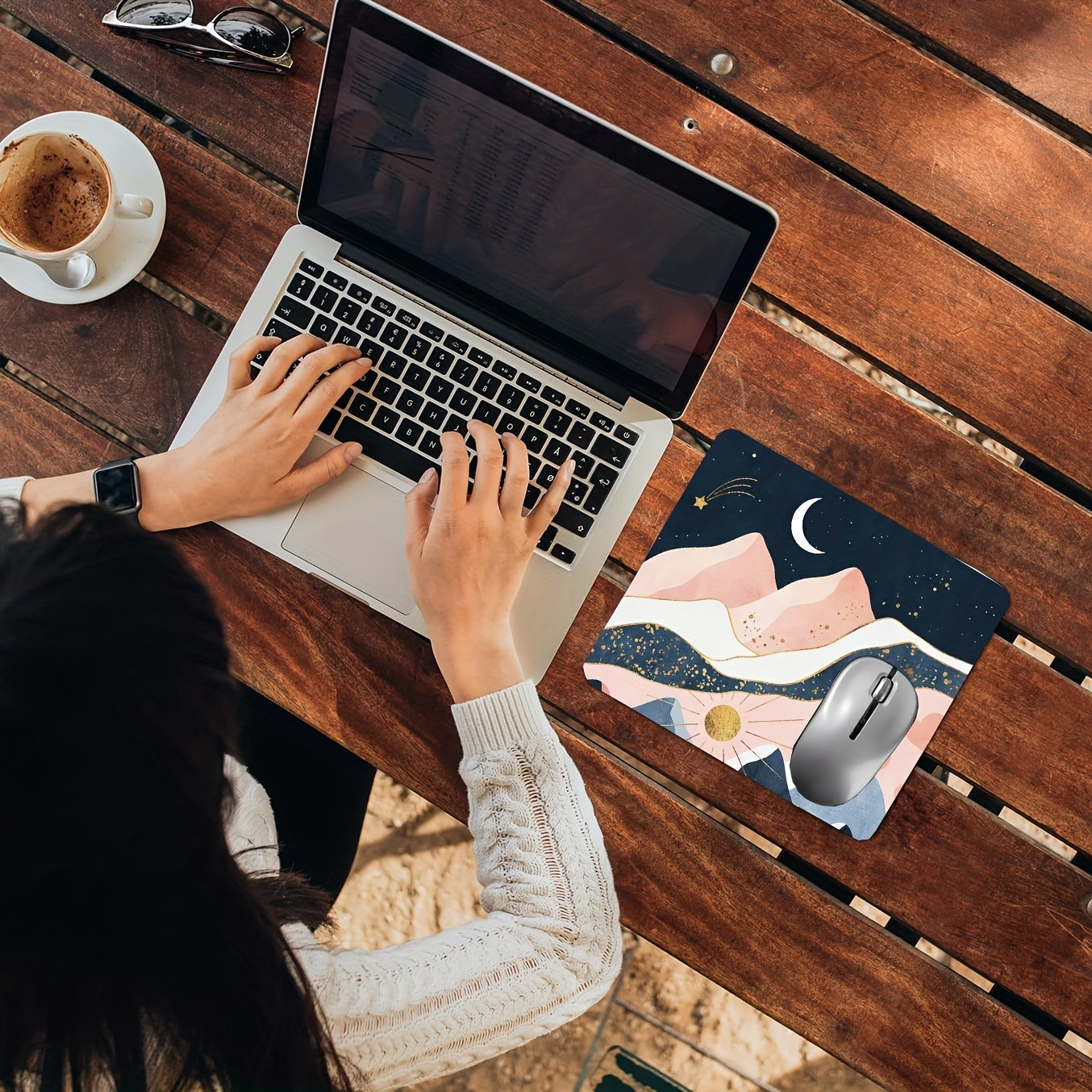 Textured Mouse Mat Non Slip Rubber Base Mousepad 24x13x0.7cm