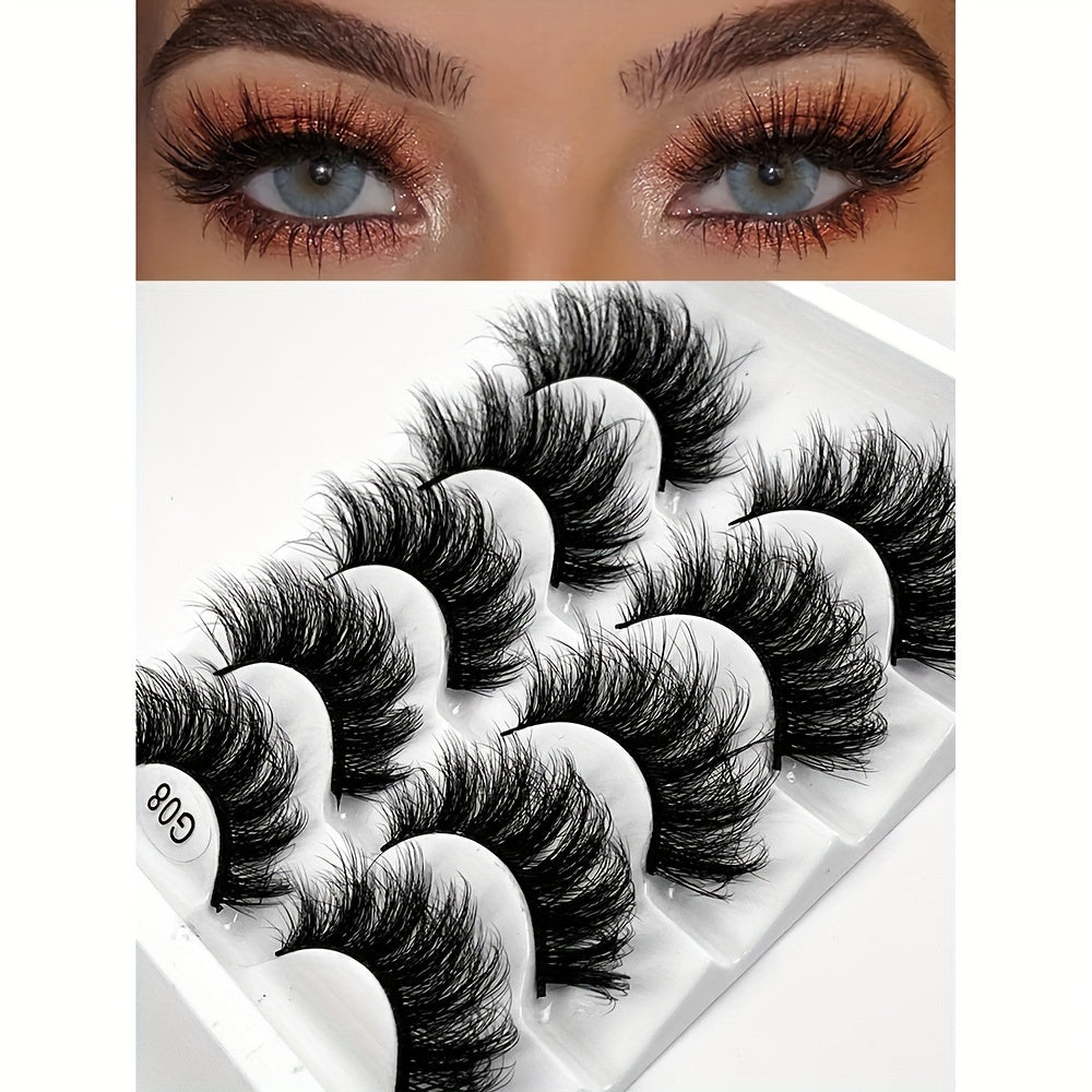 5 Pairs Messy Faux Mink Lashes Crisscross Fluffy Natural Volume False Lashes