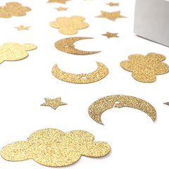 100pcs Golden Glitter Stars Moon Clouds Confetti Birthday Party Decor
