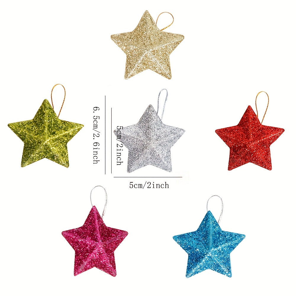 30pcs Golden Star Christmas Tree Decoration 2inch