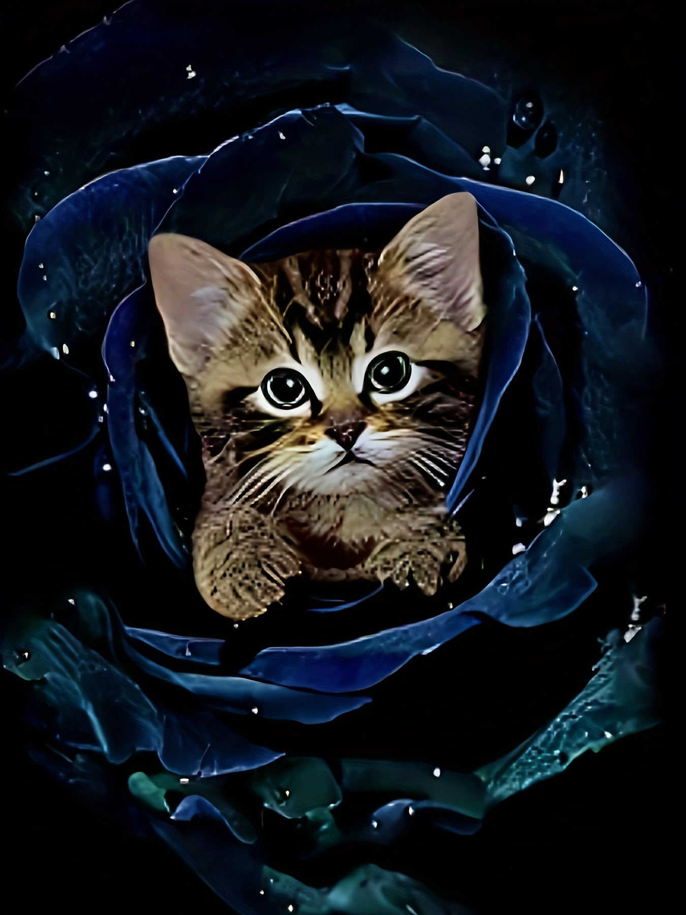 Girls 3D Flower Cat Graphic Crew Neck Long Sleeve Dress