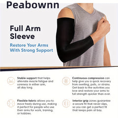 Peabownn Sports Compression Arm Sleeves, UV Protection & Anti Slip Arm Sleeves