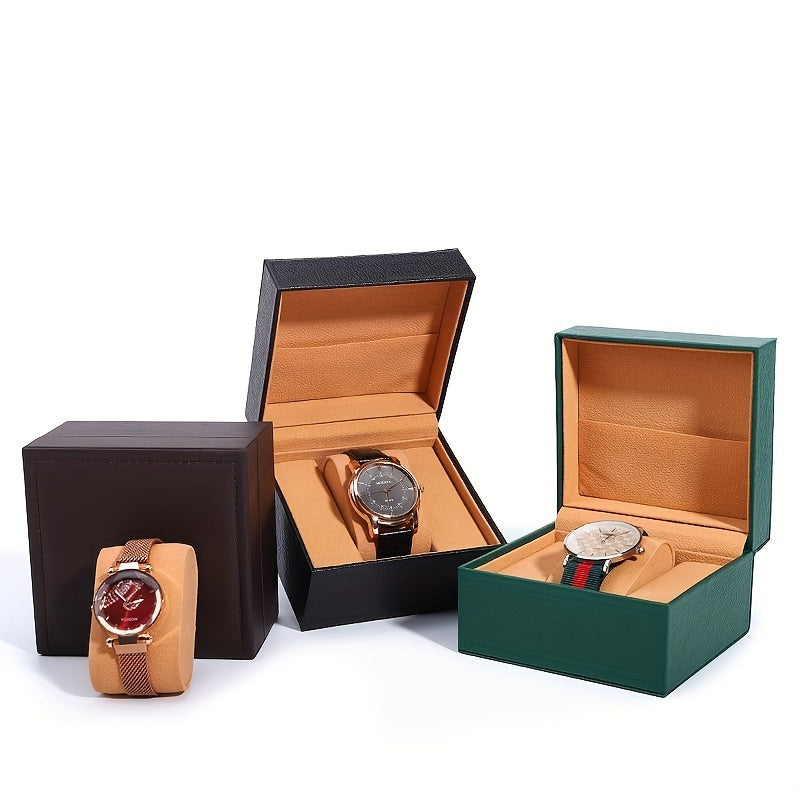 Right Angle Bezel Watch Box With Flip Cover PU Leather Watch Packaging Box