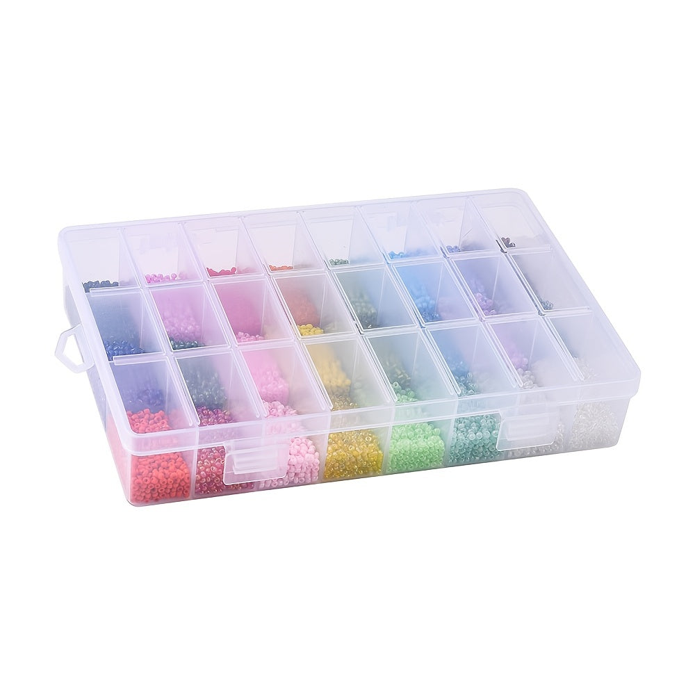 24 Grids 2mm Glass Beads Mixed Colors for Jewelry