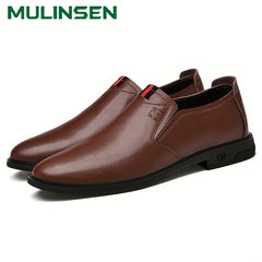 Men's No Tie Leather Slip On Shoes Smart Casual Outdoor Walking Shoes