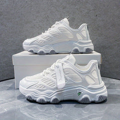 Women's Mesh Chunky Sneakers Hollow Out Lace Up Low Top Sports Shoes