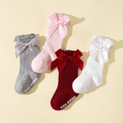 Baby Girls Bow Decor Anti Mosquito Knee High Stocking Socks