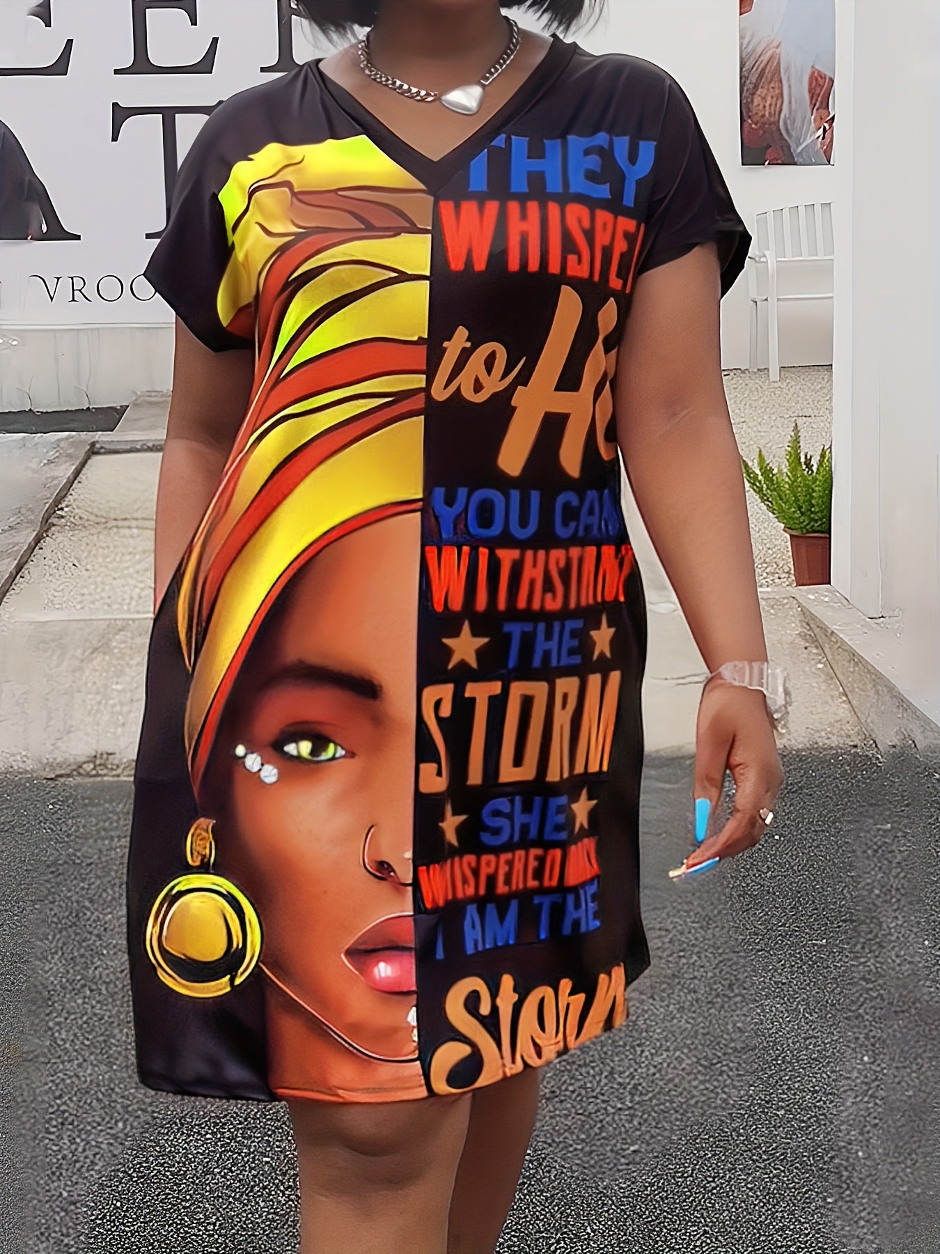 Casual Dress Women's Plus Figure & Letter Print