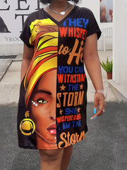 Casual Dress Women's Plus Figure & Letter Print