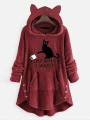 Teddy Cartoon Pattern Hoodie Long Sleeve Sweatshirt