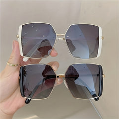 Large Square Sunglasses Mirror Lens Metal Glasses UV400
