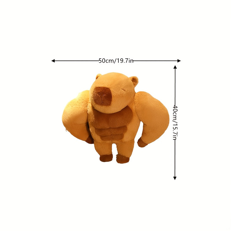 Muscle Capybara Plush Toy 19.7in Dark Brown Stuffed Animal