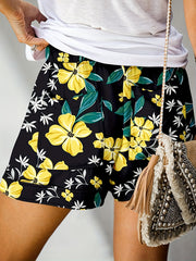 Floral Print Wide Leg Drawstring Shorts for Women