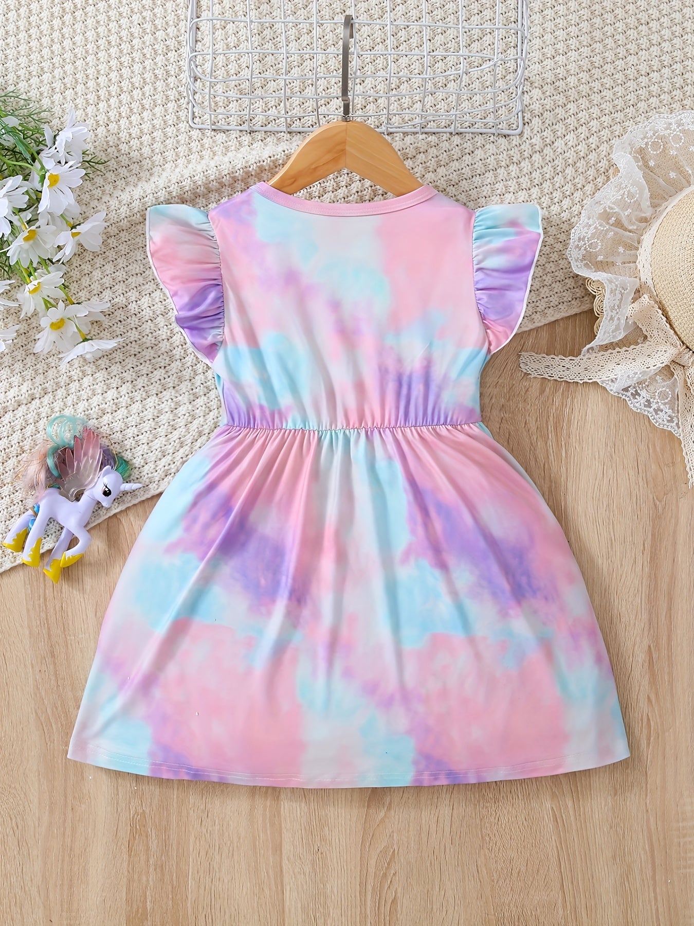 Toddler Girls Unicorn Graphic Princess Dress Tie Dye
