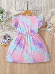 Toddler Girls Unicorn Graphic Princess Dress Tie Dye
