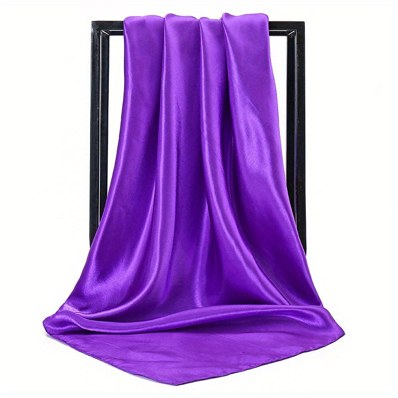 Solid Satin Bandana Large Square Scarf Hijab Women Head Wraps Casual Turban