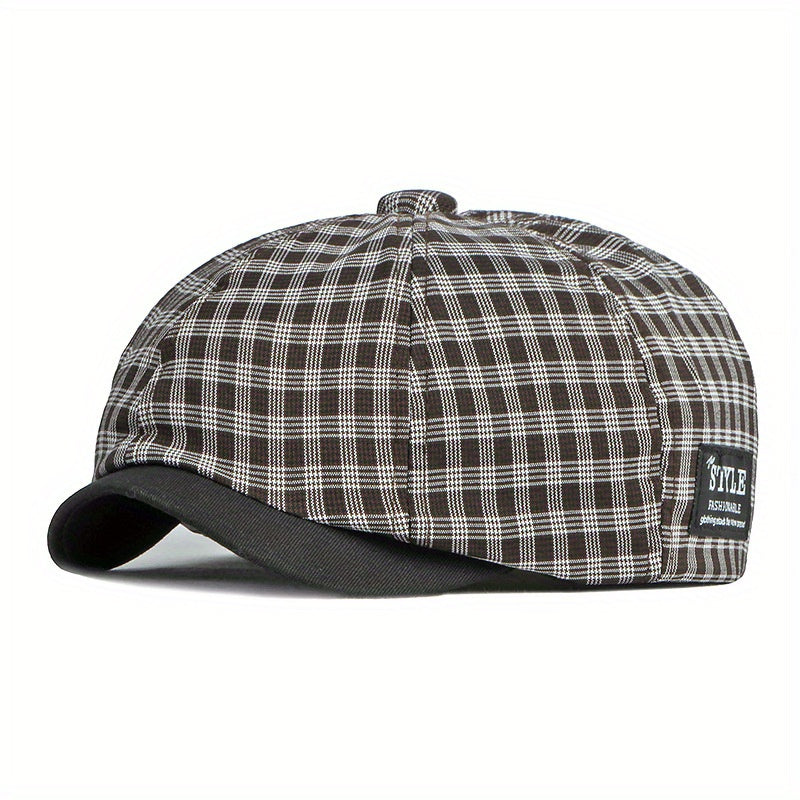 Khaki Retro Sunshade Plaid Painter Hat Men Women