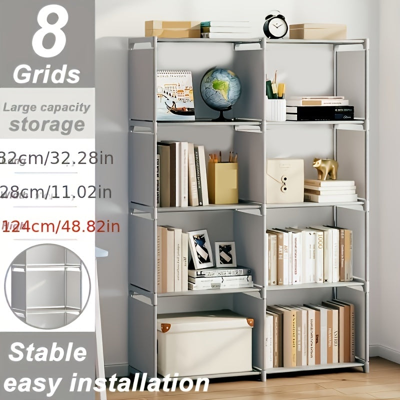 Double Grid 5-Layer Bookshelf Storage Rack Standing Desk Modern Storage