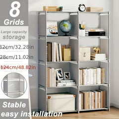 Double Grid 5-Layer Bookshelf Storage Rack Standing Desk Modern Storage