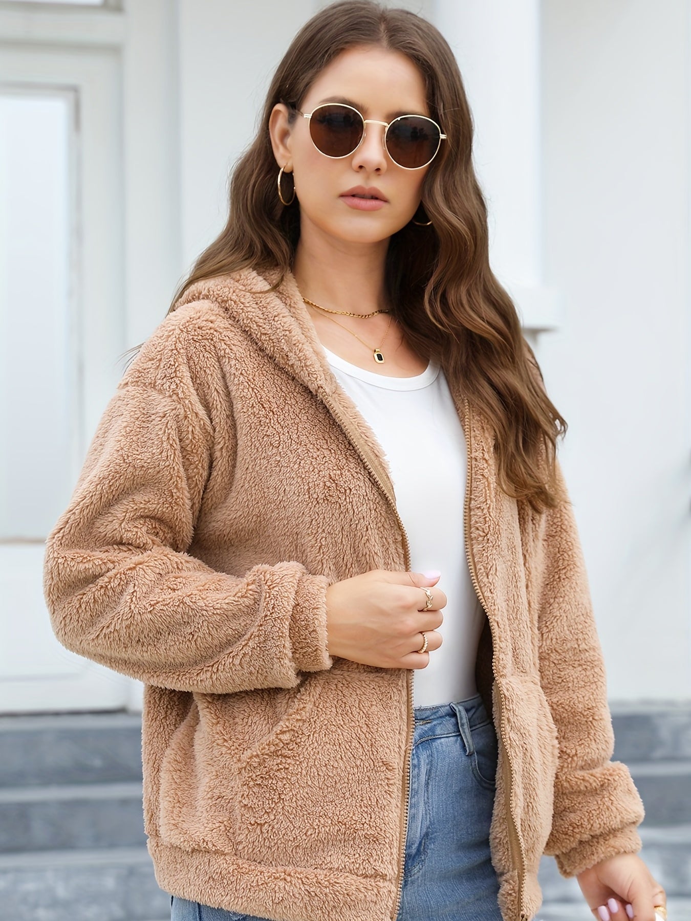 Zipper Winter Hooded Jacket Women's Tops