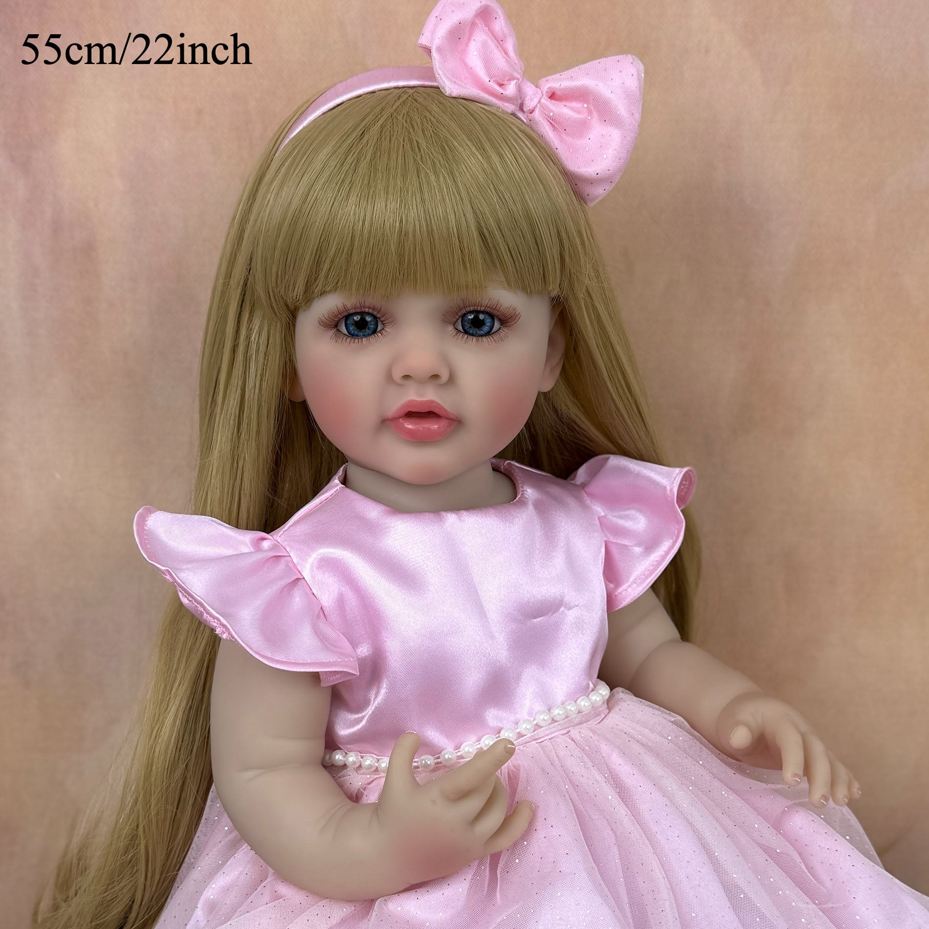 Reborn Baby Girl Doll Pink Bow Tutu Dress Vinyl Lifelike