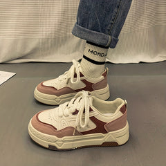 Women's Colorblock Platform Skate Shoes Casual Lace Up Outdoor Shoes