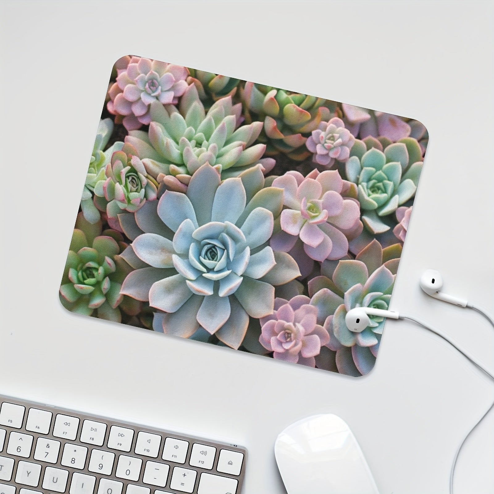 Succulents Mouse Pad Anti Slip Rubber Base Wireless Mouse Pads