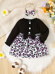 Baby Girls Spotted Dress & Headband 2pcs Set