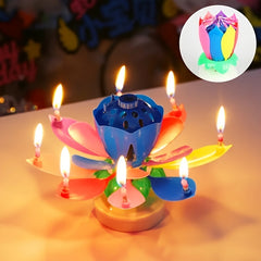 Double Layer Rotating Lotus Candle Birthday Cake Candle