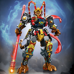 Chinoiserie Hero Warrior Robot Building Blocks Set with Red Sword