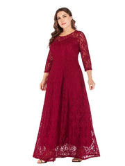 Lace Long Sleeve Round Neck Formal Party Dress
