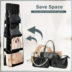 Double Side Hanging Handbag Organizer Storage Bag Holder with Pockets