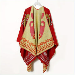 Boho Geometric Pattern Shawl Cashmere Wrap Thick Warm Cape