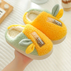 Girls Cartoon Plush House Slippers Anti-Skid Slip-On Shoes