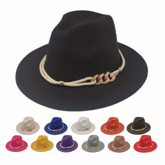 Wide Brim Sunshade Fedora Hat for Party Meeting