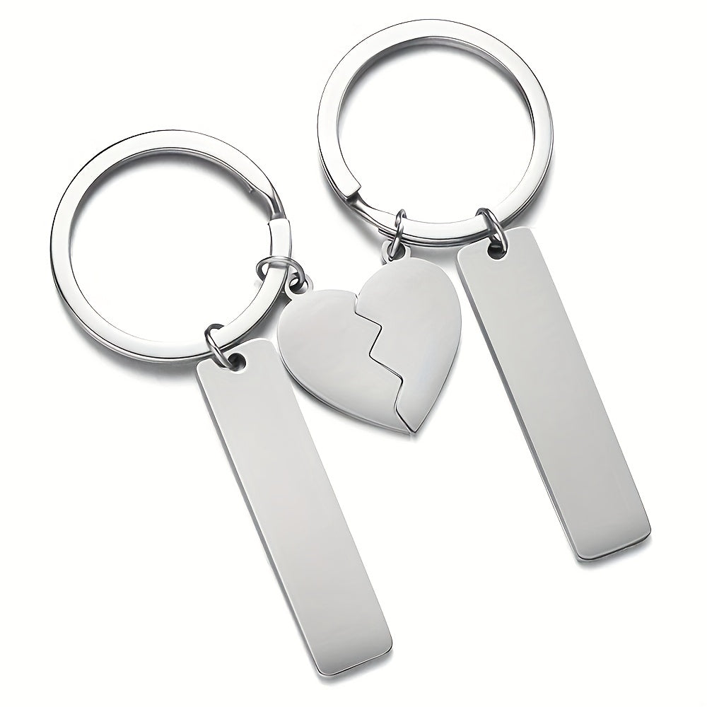 Custom Stainless Steel Name Men's Keychain Love Puzzle Key DIY