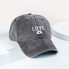 Love Print Washed Baseball Cap Casual Sun Hats Unisex Dad Hat