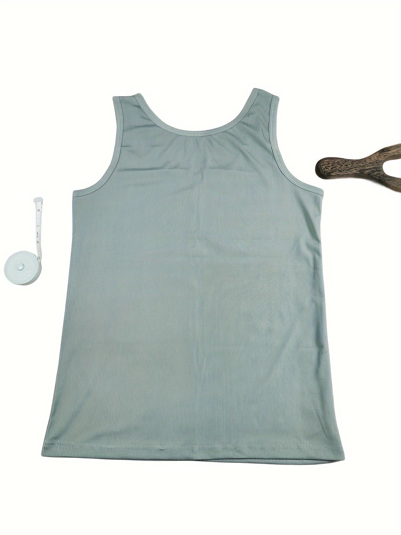 Solid Tank Top for Women Round Neck High Stretch Casual Loungewear