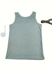Solid Tank Top for Women Round Neck High Stretch Casual Loungewear