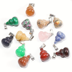 12 Assorted Crystal Gourd Pendants for Healing & Crafting