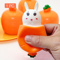 2pcs Bunny Squeeze Toy Carrot Head Fun Prank Gag Gift Educational Party Favor