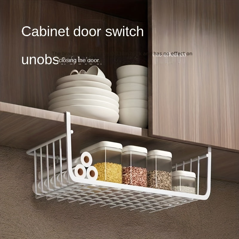 2pcs Undershelf Storage Basket Metal Under Shelf Hanging Storage Bin Basket