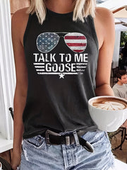 Letter Print Crew Neck Tank Top Sleeveless Summer Casual Top