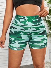Camo Print Hip Lifting High Stretch Skinny Shorts