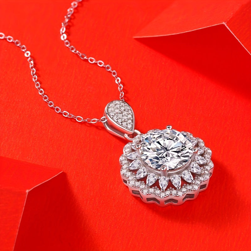 5ct Moissanite Necklace 925 Silver Women's Pendant Chain Jewelry Decor