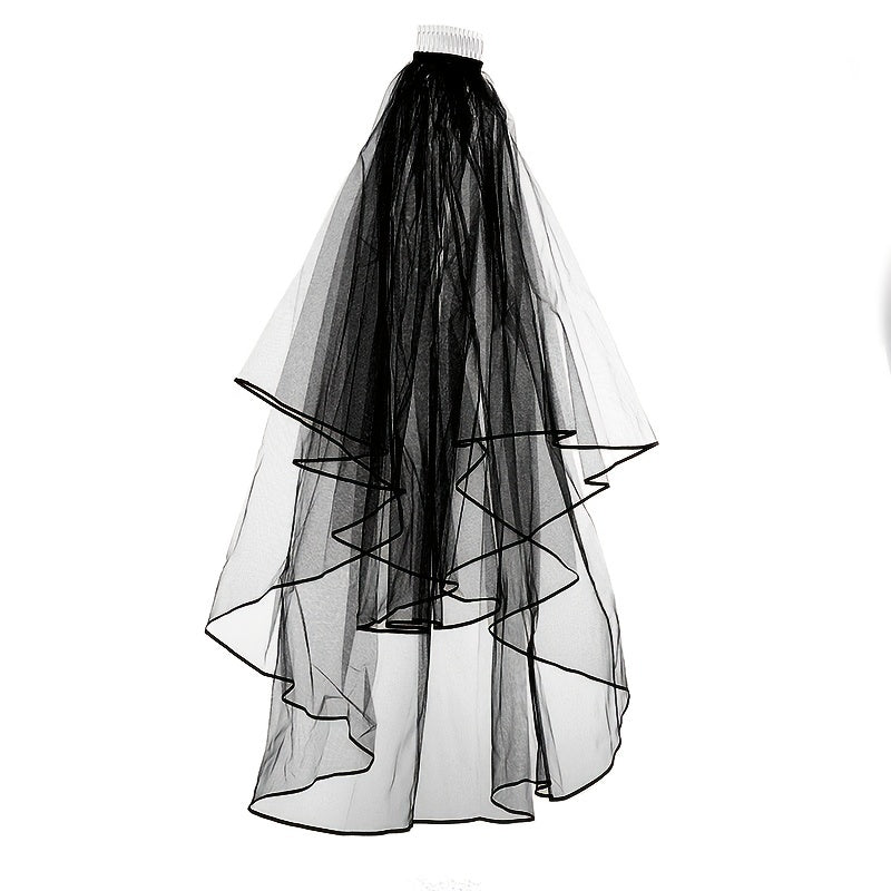 Baroque Wedding Veil with Comb Beaded Bridal Accessory
