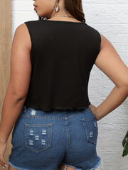 Sexy Tank Top Women's Plus Plain Knot Front V Neck