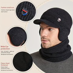 Warm Ear Protection Hat & Neck Gaiter Set Fleece Beanie Two piece Set