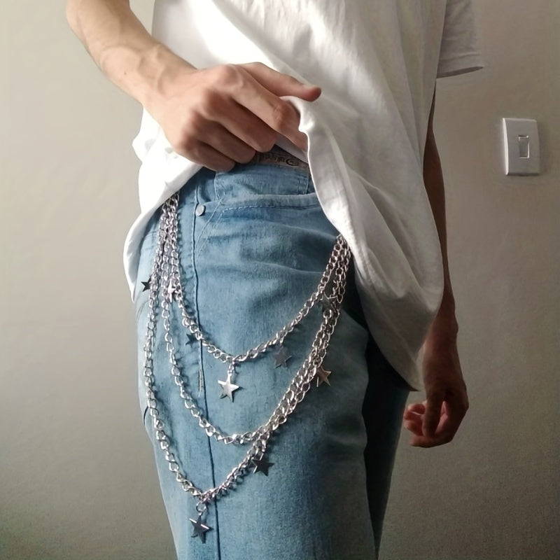 Pentagram Charm Layered Waist Chain Punk Pants Trousers Chain
